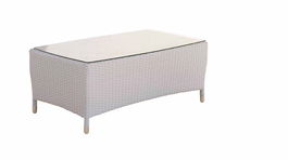 Masa de cafea pentru gradina / terasa, din sticla, poliratan si aluminiu, Morton Gri, L100,5xl60,5xH41 cm