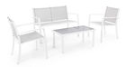 Set mobilier pentru gradina / terasa, Peder Gri Deschis / Alb, banca 2 locuri + 2 scaune + masa de cafea