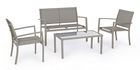 Set mobilier pentru gradina / terasa, Trent Grej, banca 2 locuri + 2 scaune + masa de cafea