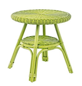 Masa de cafea pentru terasa, din ratan, Alliss Lime, Ø52xH52 cm