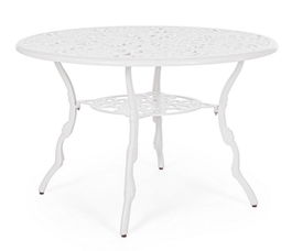 Masa de gradina / terasa din metal, Victoria Large Alb, Ø110xH71,5 cm