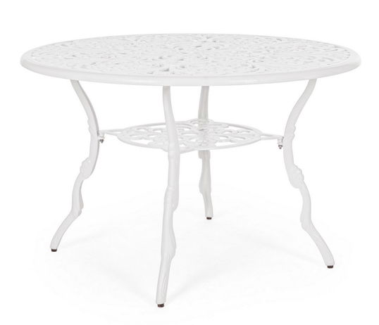 Masa de gradina / terasa din metal, Victoria Large Alb, Ø110xH71,5 cm