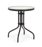 Masa de gradina / terasa din sticla si metal, Ripley Transparent / Negru, Ø60xH70 cm