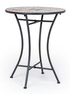 Masa de gradina / terasa din ceramica si metal, Paloma Multicolor / Negru, Ø60xH75 cm