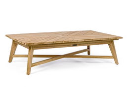 Masa de cafea pentru gradina / terasa din lemn de tec, Coachella Rectangular Natural, L120xl70xH33 cm