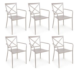 Set 6 scaune de gradina / terasa din metal Avia Gri Deschis, l55xA56xH84 cm