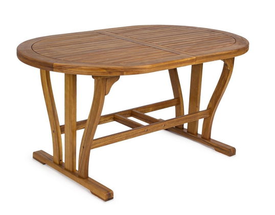 Masa extensibila de gradina / terasa din lemn de salcam, Noemi Small Oval Natural, L150-200xl90xH74 cm