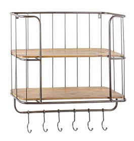 Etajera suspendata din lemn de brad si metal Cru Natural / Gri, l59,5xA20,5xH61,5 cm