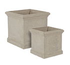 Set 2 ghivece din fibra de sticla si argila, Cement Square Grej, L47xl47xH47 / L36xl36xH36 cm