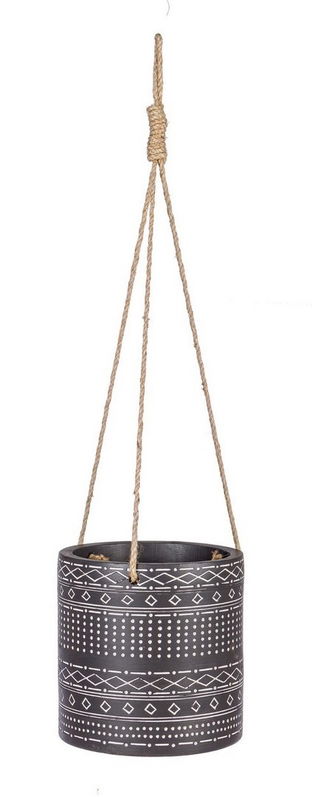 Ghiveci suspendabil din magnesia, Azteco Round Maro Inchis, Ø22xH23 cm