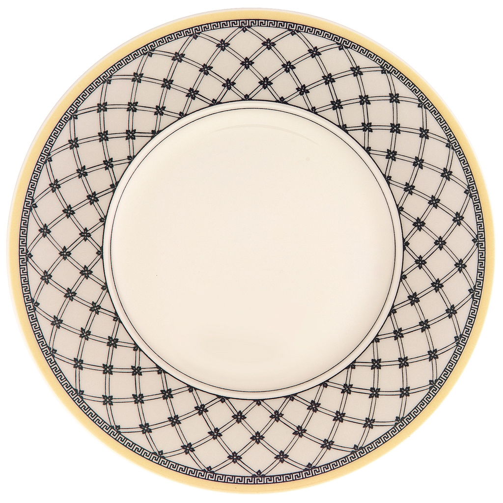 Set 6 farfurioare pentru paine si unt, din portelan, Promenade Bej / Negru, 17,8 cm, Villeroy & Boch