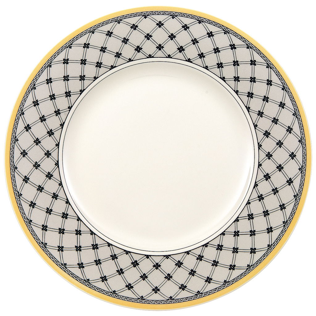 Set 6 farfurii salata, din portelan, Audun Promenade Bej / Negru, 22 cm, Villeroy & Boch