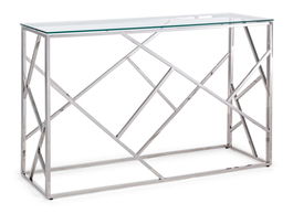 Consola din sticla si metal, Rayan Transparent / Crom, l120xA40xH78 cm