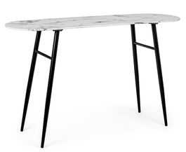 Consola din sticla si metal, Marble Alb / Negru, l135xA40xH80 cm