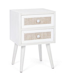 Noptiera din MDF, cu 2 sertare Montiel Ivoir / Natural, l37xA31,5xH56 cm