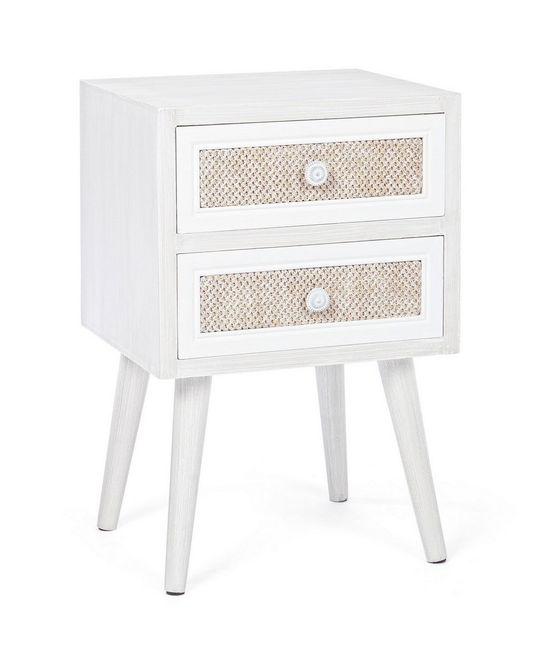 Noptiera din MDF, cu 2 sertare Montiel Ivoir / Natural, l37xA31,5xH56 cm