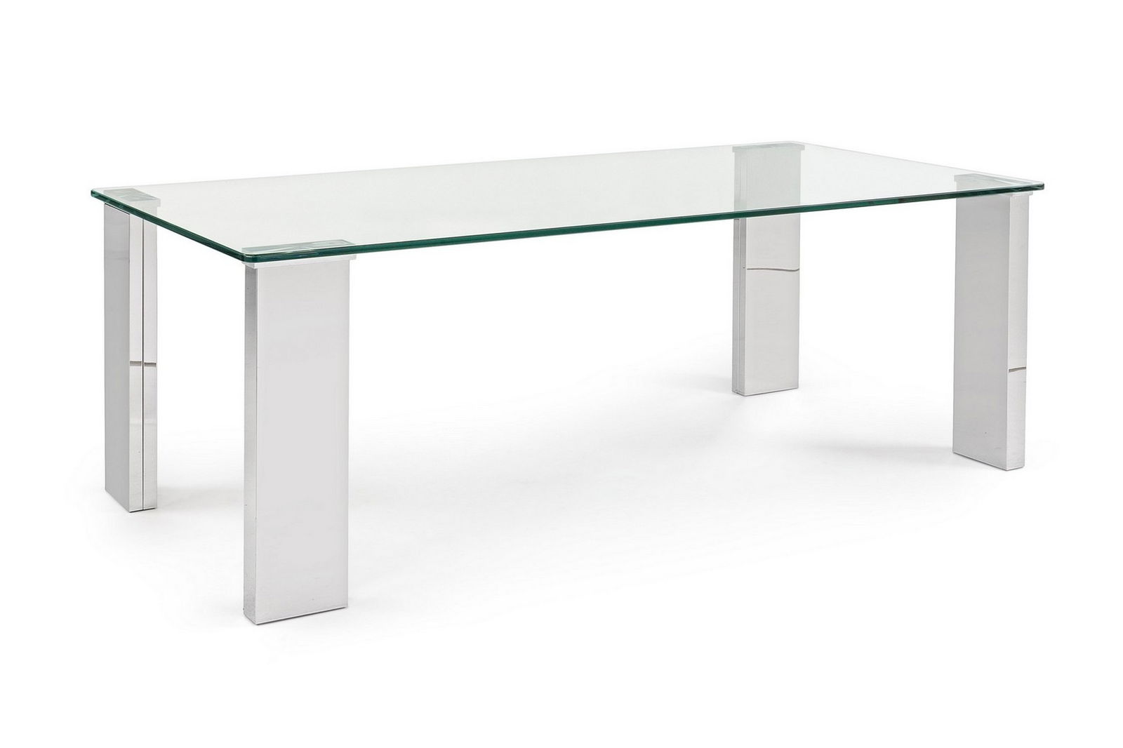 Masa de cafea din sticla si MDF, New Arley Rectangular Transparent / Crom, L120xl60xH45 cm