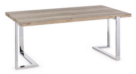 Masa de cafea din MDF si metal, Ismael Rectangular Natural / Crom, L110xl60xH44 cm