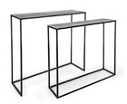Set 2 console din metal Tahir Antique Argintiu / Negru, l100xA29xH82 / l90xA25xH72 cm
