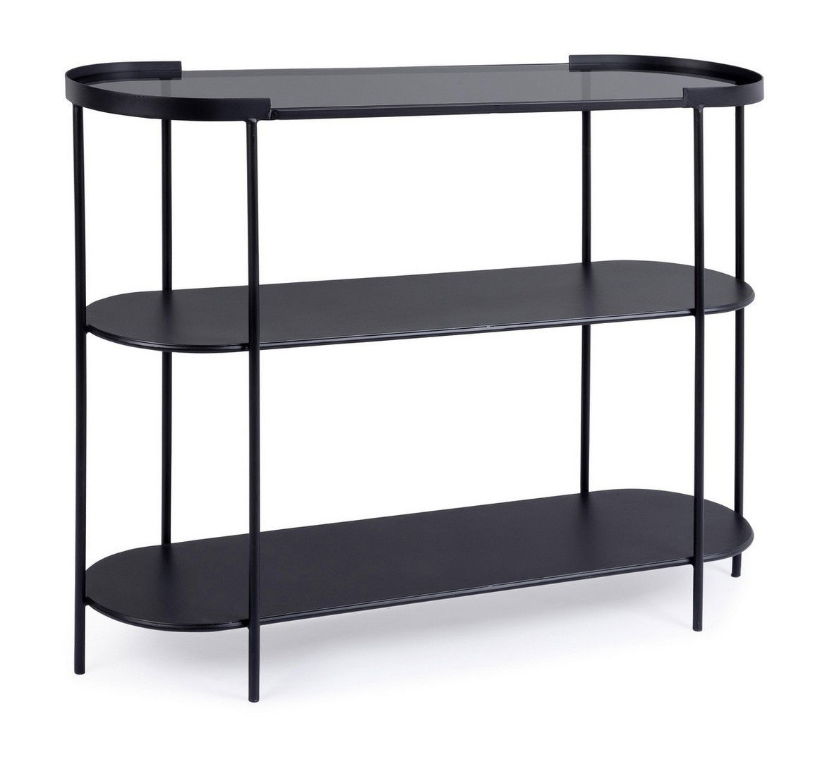 Consola din sticla si metal, Korvet I Negru, l100xA30,5xH78 cm