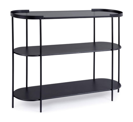 Consola din sticla si metal, Korvet I Negru, l100xA30,5xH78 cm