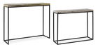 Set 2 console din metal Amira Antique Argintiu / Auriu / Negru, l99xA29xH85 / l89xA26xH75 cm