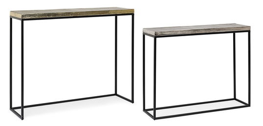 Set 2 console din metal Amira Antique Argintiu / Auriu / Negru, l99xA29xH85 / l89xA26xH75 cm