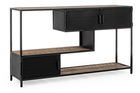 Consola din lemn de mango si metal, cu 3 usi, Roderic Natural / Negru, l140xA35xH82 cm
