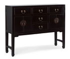 Consola din lemn reciclat de ulm, cu 5 sertare si 4 usi, Jinan Negru, l137xA35xH107 cm