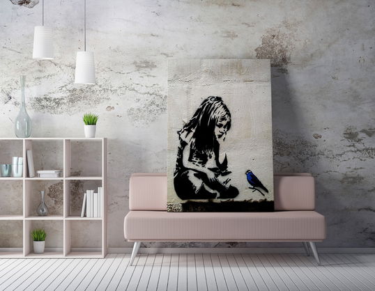 Tablou Canvas Girl And Bird WY49 Multicolor, 50 x 70 cm