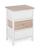 Noptiera din lemn de Paulownia si MDF, cu 3 sertare Ally Alb / Natural, l40xA29xH58 cm