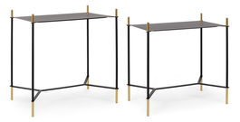 Set 2 mese de cafea din metal Anisha Rectangular Negru / Auriu, L59xl39xH61 cm / L54xl34xH54 cm