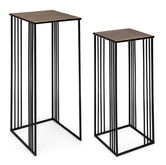 Set 2 masute suport telefon din MDF si metal Elvin High Auriu / Negru, L33xl33xH73 cm / L28xl28xH65 cm