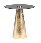 Masa de cafea din sticla si metal Dinpal Alama / Auriu, Ø45xH47,5 cm