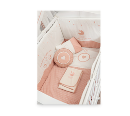 Set lenjerie pentru patut bebe 9 piese Romantic Baby, 75 x 115 cm