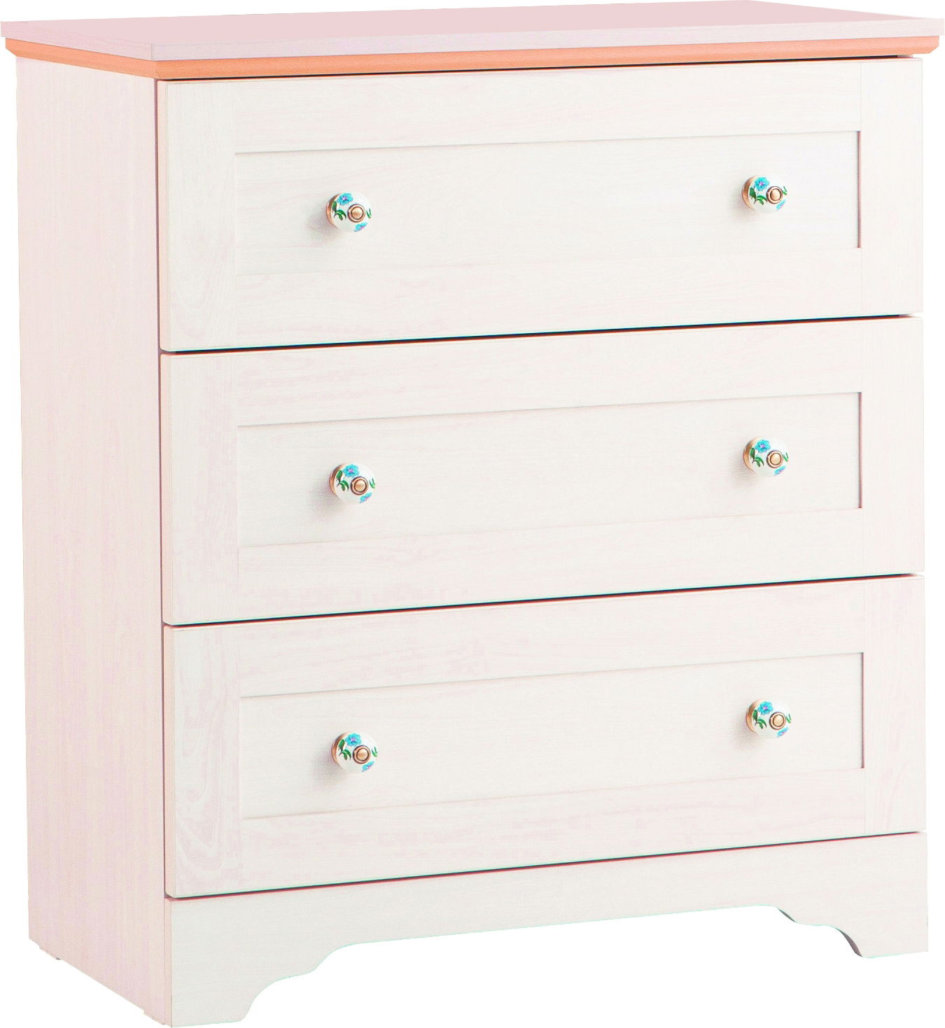 Comoda din pal cu 3 sertare, pentru copii si tineret, Flower Natural, l73xA41xH83 cm