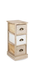 Noptiera din lemn de Paulownia, cu 3 sertare Finnley Slim Natural / Alb, l26xA32xH62 cm