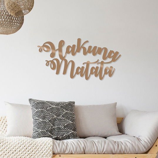 Decoratiune de perete din metal, Hakuna Matata Cupru, l70xA1,5xH45 cm