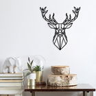 Decoratiune metalica de perete, Deer 4 Negru, l60xA1,5xH65 cm