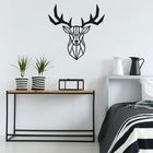 Decoratiune metalica de perete, Deer 2 Negru, l51xA1,5xH51 cm