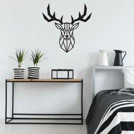 Decoratiune metalica de perete, Deer 2 Negru, l51xA1,5xH51 cm