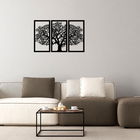 Set 3 decoratiuni de perete, din lemn, Agac 5 Negru, l105xA1xH66 cm