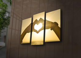 Tablou 3 piese, Canvas Led Sun Heart 3PATİACT-9 Multicolor, 66 x 45 cm