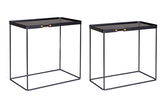 Set 2 mese de cafea din sticla si metal Zeina Rectangular Fumuriu / Negru, L59,5xl36xH57 cm / L54xl31xH52 cm