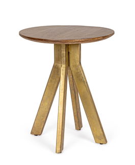 Masa de cafea din lemn de mango si metal Sherman Small Natural / Auriu, Ø50xH50 cm