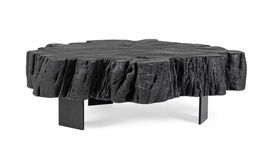Masa de cafea din lemn de salcam si metal Keval Negru, L90xl90xH32 cm