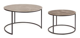 Set 2 mese de cafea din metal Amira Antique Round Argintiu / Auriu, Ø80xH45 / Ø60xH40 cm