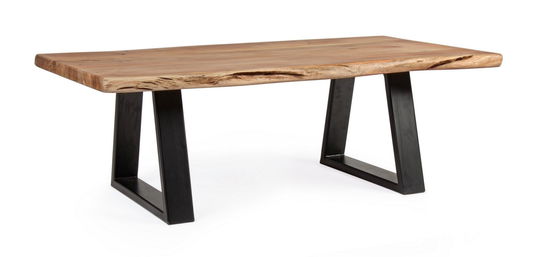 Masa de cafea din lemn de salcam si metal Artur Natural / Negru, L115xl65xH40 cm