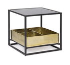Masa de cafea din sticla si metal, Mavila Small Negru / Auriu, L42xl42xH40 cm