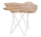 Masa de cafea din lemn de tec si metal Savanna Natural / Alb, L50xl50xH50 cm